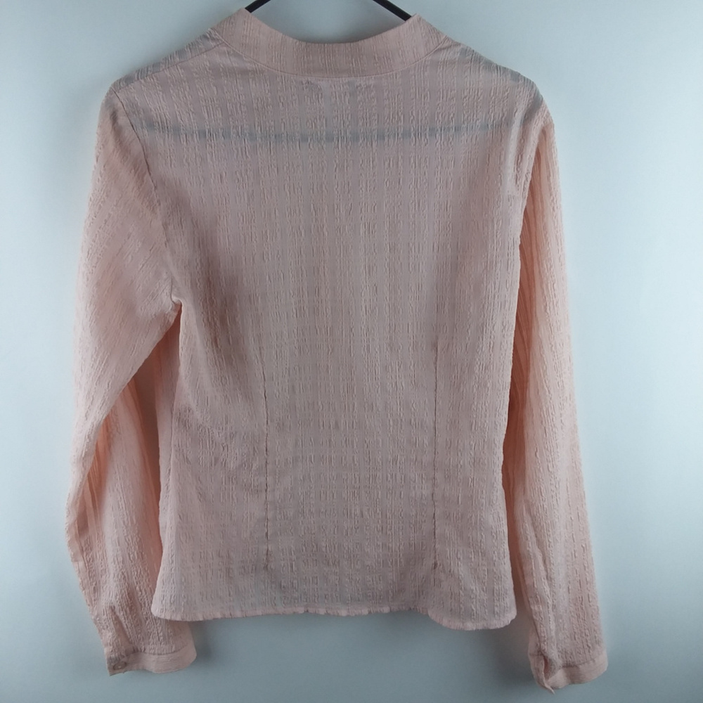 Charolette Russe Sz L Ruffled Pink LS Blouse Top - Picture 4 of 4